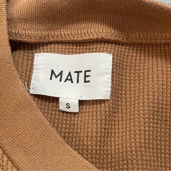 🔥CLEARANCE🔥 Mate the Label Organic Cotton Thermal Henley Top Long Sleeve Camel - Picture 6 of 10